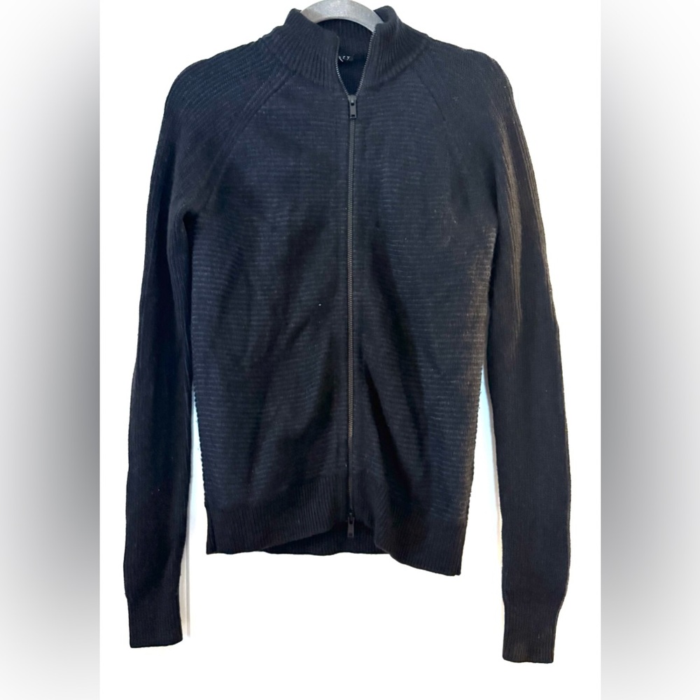 Theory Men's Black and navy Zip-Up Sweater